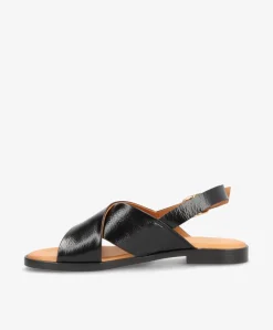 NICOLA P - Sort lak læder - Flade sandaler