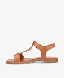 NORA - Mellembrun læder - Flade sandaler