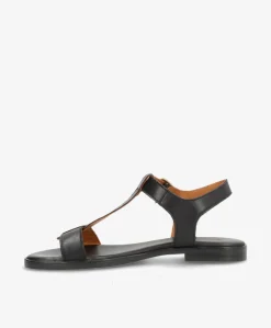 NORA - Sort læder - Flade sandaler