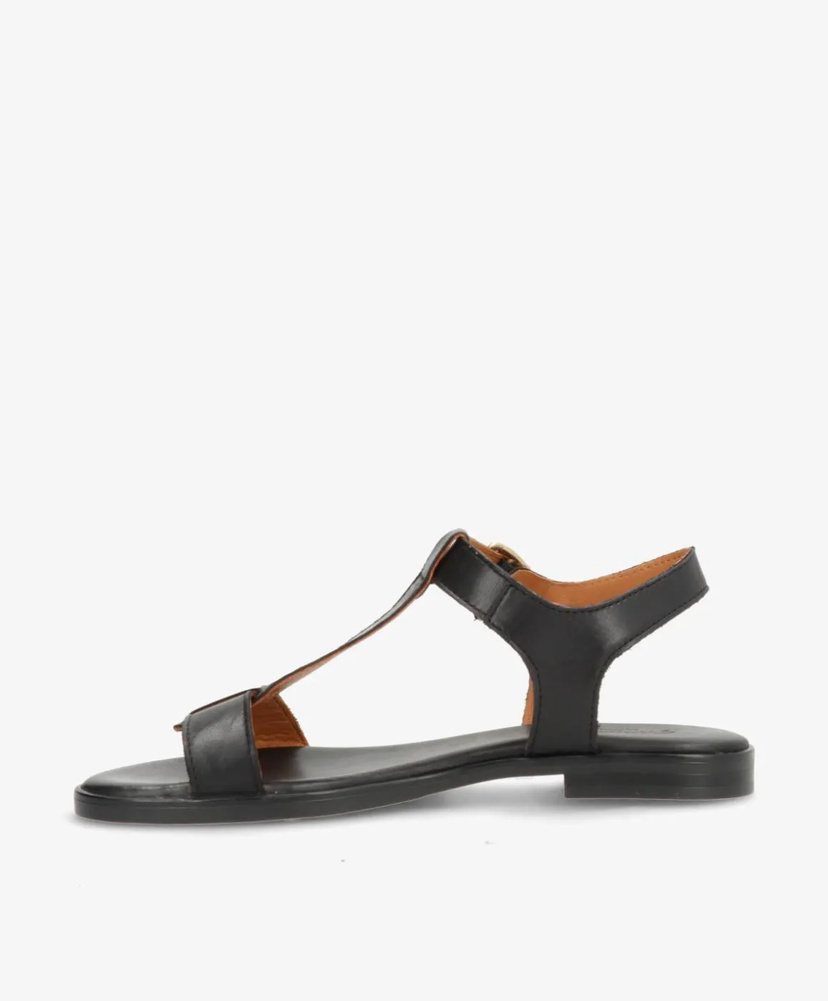 NORA - Sort læder - Flade sandaler