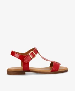 NORA P - Rød lak læder - Flade sandaler