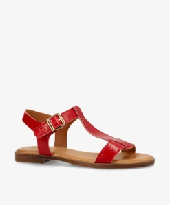 NORA P - Rød lak læder - Flade sandaler