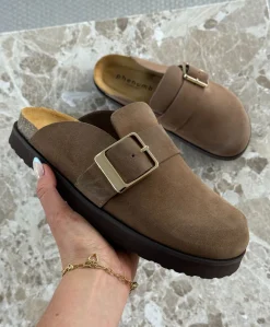 OFELIA - Taupe ruskind - Mules Dame
