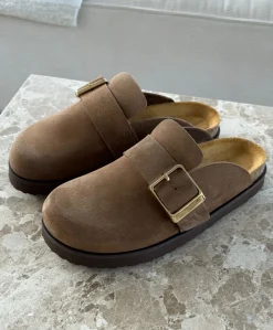 OFELIA - Taupe ruskind - Mules Dame