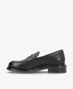 PURE - Sort læder - Loafers Dame