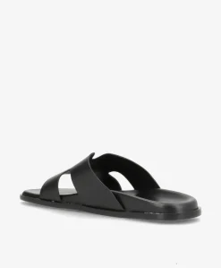 RAE - Sort læder - Flade sandaler Dame