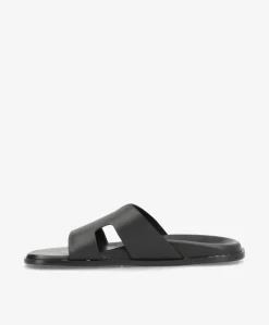 RAE - Sort læder - Flade sandaler Dame