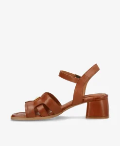 RONDA - Mellembrun læder - Sandaler med hæl