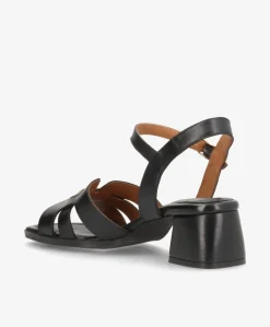 RONDA - Sort læder - Sandaler med hæl