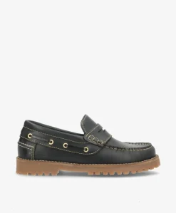 RUDDER L - Sort læder - Loafers Unisex Sejler