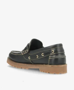 RUDDER L - Sort læder - Loafers Unisex Sejler