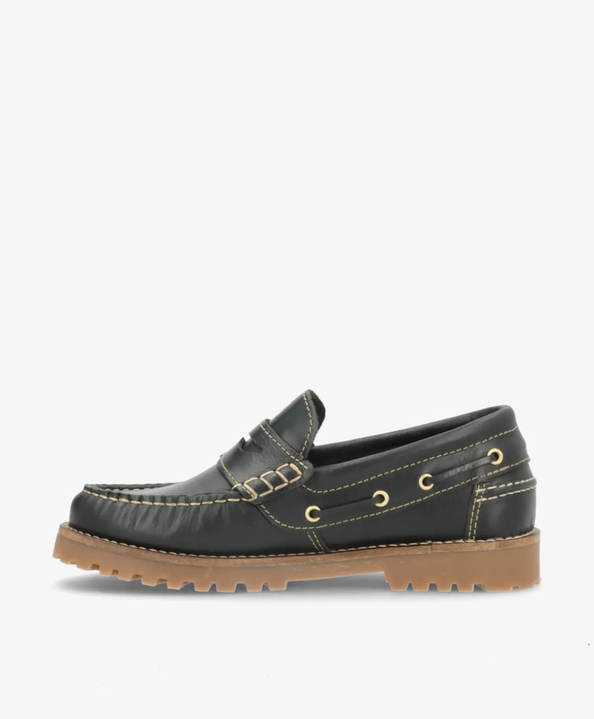 RUDDER L - Sort læder - Loafers Unisex Sejler