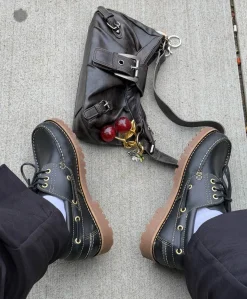 RUDDER-X - Sort læder - Sejlersko Unisex