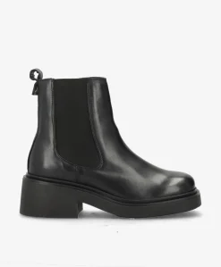 SADDLE - Sort læder - Chelsea støvler Dame