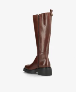 SADDLE LONG - Mørkebrun læder - Lange støvler Dame