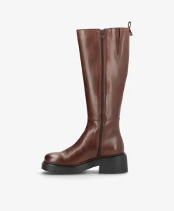 SADDLE LONG - Mørkebrun læder - Lange støvler Dame