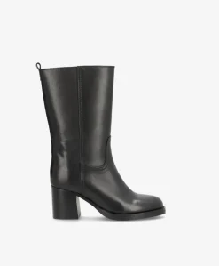 SADIE - Dame Støvle med hæl - Sort læder