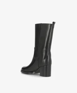 SADIE - Dame Støvle med hæl - Sort læder