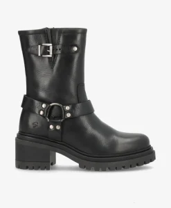 SALLY Sort - Biker støvle - læder