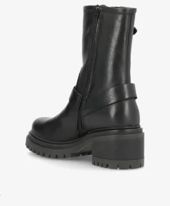 SALLY Sort - Biker støvle - læder