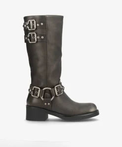 Svea - Biker støvle lang - Mørk grå