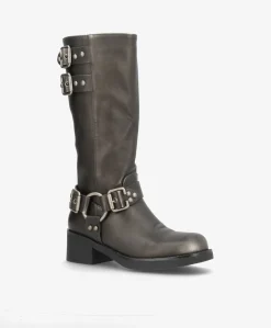 Svea - Biker støvle lang - Mørk grå