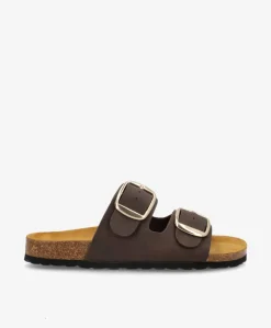 TORPINA St - Mørkebrun imiteret skind - Sliders Dame