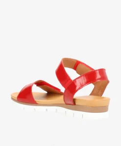 TOSCANA P - Rød lak læder - Flade sandaler