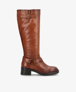 TYLER Brun - Lang biker støvle - læder