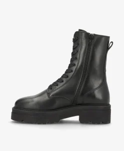 VALERIA LACE - Sort læder - Snørestøvle Dame - 100% Uldfoer