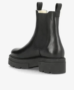 VALERIA Warm - Sort læder - Chelsea støvle dame