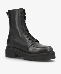 VALLEY - Sort læder - Snørestøvle Dame