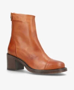 VICTORIA Brun - Ankel støvle med hæl - læder