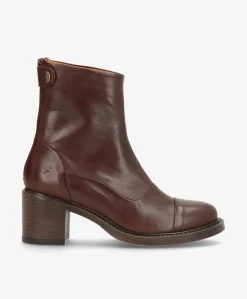 VICTORIA Mørkebrun - Ankel støvle med hæl - læder