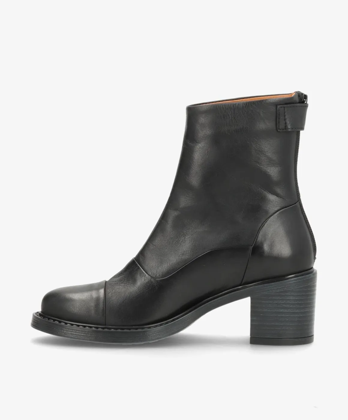 VICTORIA Sort - Ankel støvle med hæl - læder