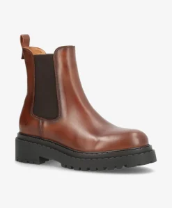 WILLOW - Mellembrun læder - Chelsea støvler Dame