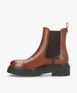 WILLOW - Mellembrun læder - Chelsea støvler Dame